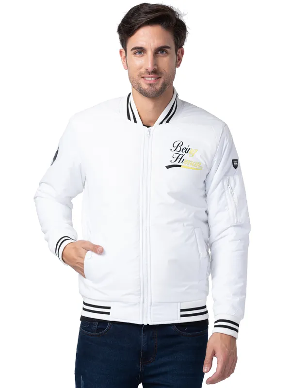 Being Human Regular Fit Men Collared Jackets-White
